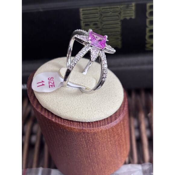 Bomb Party Ring RBP8361 “Glamorous Stylista” Size 11 Pink Corundum On Rhodium - Picture 5 of 5